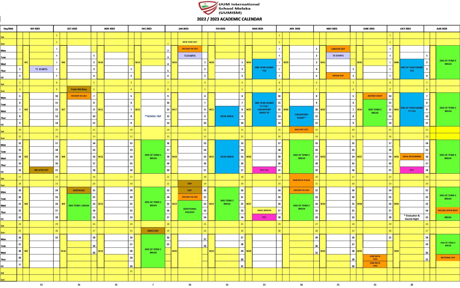 Academic Calendar Cambridge IGCSE Education Malaysia